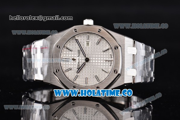 Audemars Piguet Royal Oak Swiss Quartz Steel Case/Bracelet with White Dial and Stick Markers - Click Image to Close